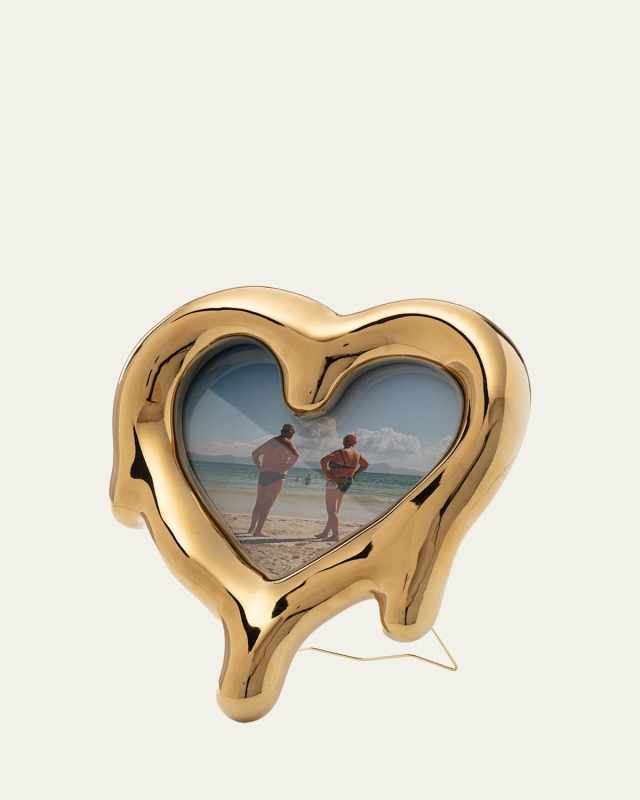 Golden Melted Heart Frame, 5" x 7"